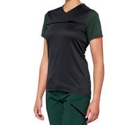 100% Ridecamp Ladies Short Sleeve Bicycle Jersey, black-green, size M for Women