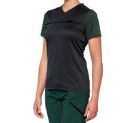 100% Ridecamp Ladies Short Sleeve Bicycle Jersey, black/green, size S