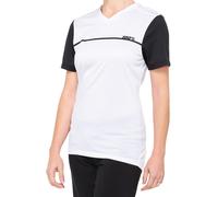 100% Ridecamp Ladies Short Sleeve Bicycle Jersey, black-white, size L for Women