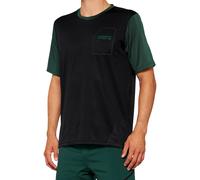 100% Ridecamp Short Sleeve Bicycle Jersey, black-green, size S for Men