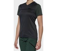 100% RIDECAMP Womens Short Sleeve Jersey Charcoal/Forest Green - M