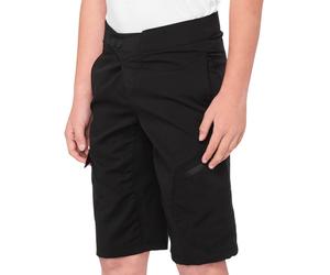 100% Ridecamp Youth Bicycle Shorts, black, size 26