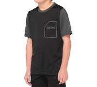 100% Ridecamp Youth Short Sleeve Bicycle Jersey, black/grey, size L