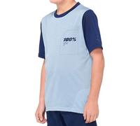 100% Ridecamp Youth Short Sleeve MTB Cycling Jersey Light Slate/Navy