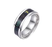 100 Rings Set Steel Ring Display Color Steel Temperature Titanium Titanium Body Temperature Ring Temperature Smart Change Rings Men Jewelry Rings (Silver, 9)