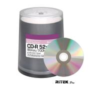 100 Ritek Excellence Series Diamond White Printable 700MB Blank CD 52x dye Discs