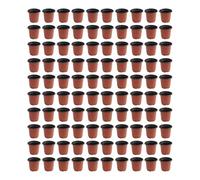 100 Round Plastic Flower Pots for Planting, Drainage Design for Optimal Soil Moisture Retention, Perfect for Succulents and Herbs (100)