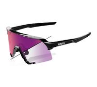 100% S3 Sunglasses - Gloss Black / Purple Flash Mirror Photochromic Lens