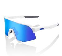 100% S3 Sunglasses - HiPER Mirror Lens - Matt White / HiPER Blue Multilayer / Mirror Lens