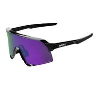 100% S3 Sunglasses - Polished Black / HiPER Lavender Mirror Polarized Lens