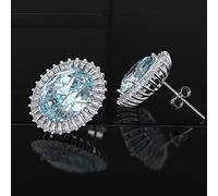 100% Sapphire Simulated Moissanite Gemstone Stud Earrings Women Earrings Fine Jewelry