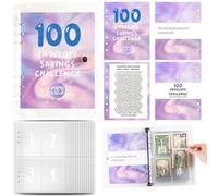 100 Savings Challenge Binder,Savings Binder Challenge | 100 Envelopes Money Saving, Challenges Book with Envelopes, Money Saving