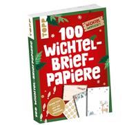 100 Secret Santa Letter Papers, 100 Secret Santa Writing Papers in 25 Designs and Envelope for Folding on The Back, with 100 Seal Stickers and Short Instructions