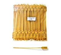 100 SECURITY SEALS - PULL UP TYPE. Printed with serial numbering. Application fields: Logistics, Luggage, Transport, Doors etc. etc. Operational Lenght 8 Inch