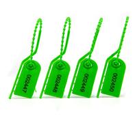100 Security Tags Cable Ties Numbered Pull Tite Secure Anti-Tamper Seals Adjustable Length Plastic Label 210mm (Green)