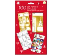 100 Self Adhesive Christmas Labels for Gifts - Assorted Foiled & Colourful Designs - to and from Present Stickers - Traditional & Novelty Festive Gift Tags - Handy Pack with 10 Sheets of 10 Labels