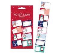 100 Self-Adhesive Xmas Present Labels, 8 Cute Designs Christmas Collection Adhesive Label (Cute)