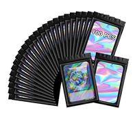 100 Self-Sealing Holographic Bags For Jewelry, Makeup, And Crafts, Black Transparent Plastic, 5.9 X 4.1 Inches