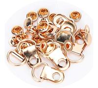 100 Set Shoelace Hook D-Ring Eyelet Buckle Brass Shoe Metal Stud Fasteners with Hook for Leather Bag DIY Rivet Tool Gold 9x14mm
