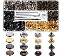 100 Set Snap Fasteners Leather Snaps Button Kit Press Studs with 4 Pieces Fixing Tools, 12.5 mm in Diameter