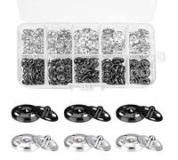100 Sets 4-Sized Sew on Snap Buttons Metal Poppers Fasteners Kit Popper Snaps DIY Poppers Fasteners,Suitable for Decoration On Clothes, Jackets, Bags, and Various Fabrics