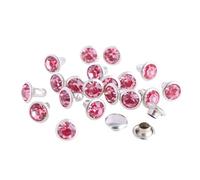 100 Sets 6/8mm Glass Rivets Rhinestone Glitter Crystal AB Silver Edge Stones Studs with Care Rhinestones for DIY Crafts Leather for Leather Craft DIY Making