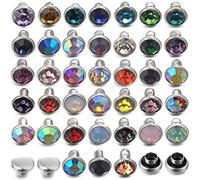 100 Sets 6MM Mixed Colors Cz Crystal Rivets Rhinestone Rivets Studs Rapid Rivets Silver Color Spots Studs for Leather Craft DIY Making