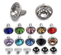 100 Sets 8MM Mixed Colors Cz Crystal Rivets Rhinestone Rivets Studs Rapid Rivets Silver Color Spots Studs for Leather Craft DIY Making