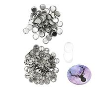 100 Sets Blank Button Badge Parts Set Round Shape Rust Prevention Easy Print Button Pin Badge Kit for Button Making Machine (25MM)