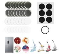 100 Sets Button Maker Supplies 58mm/2.25in，Button Parts for Fridge Magnet Button Maker Machine，Including Metal Cover, Metal Back Cover, Clear Film, Blank Paper, Soft Magnet and Gasket