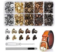 100 Sets Chicago Screws for Leather Crafting 7/20 Inch, 5 Colors of Brass Rivets for Leather, Chicago Screws for DIY Leathercraft (Silver, Light Gold, Bronze, Antique Copper, Gun Metel)