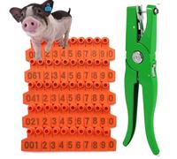 100 Sets for Pigs Calf Animal Identification TPU Eartagger with 1 Pcs Pliers Applicator 201-300/301-400(Orange,401 500)