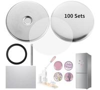 100 Sets Fridge Metal Buttons, 2.28 Inch/58 mm Round Blank Button Badge Parts, Magnet Tinplate DIY Badge Kit with Clear Films, Adsorptive Button Crafts Compatible with Button Maker Machine