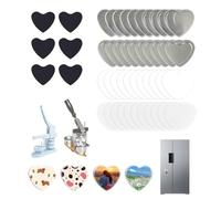 100 Sets Heart Button Maker Supplies 54mm/2.13in,Button Parts for Heart-Shaped Fridge Magnet Maker Machine,Including Metal Cover, Metal Back Cover, Clear Film, Blank Paper, Soft Magnet