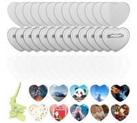 100 Sets Heart Shaped Blank Button Maker, Badge Pin Maker Supplies for Button Maker Machine Heart Metal Button Parts for DIY Crafts