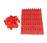 100 Sets Numbered Cattle Ear Tags, Livestock Ear Tag for Cow Pig Sheep, Durable PP Identification Card with Pins, Weather Animal ID Tag for Farm Management (Red)