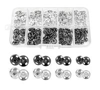 100 Sets of 4-Sized Press Studs Snap Fasteners with 2-Color Metal Hidden Fasteners, Suitable for Decoration On Clothes, Jackets, Bags, and Various Fabrics