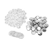 100 Sets Pin Back Button Parts Round Badge Making Supplies Button Badge Kit for Clothes, Backpacks, Hats with Tinplate Plastic Personalized Holiday Gifts, School Events, Name