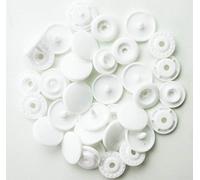 100 Sets - Size 20 (T5) - KAM Plastic/Resin Snaps for Diapers/Bibs/Cloth/PUL (White)