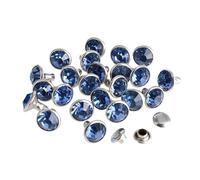 100 Sets Spikes for Crafts 6mm6/8mm Glass Rivets Rhinestone Glitter Crystal AB Silver Edge Stones Studs with Care Rhinestones for DIY Crafts Leather(Light Blue,6mm)