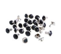 100 Sets Spikes for Crafts 6mm6/8mm Glass Rivets Rhinestone Glitter Crystal AB Silver Edge Stones Studs with Care Rhinestones for DIY Crafts Leather(Black,8mm)