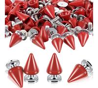 100 Sets Studs and Spikes 7 x 10 mm Metal Spikes Red Punk Metal Studs Clothes Spikes Cone Screw Back Studs Punk Rivets Stud Screw for DIY Craft Leather Shoes Jackets Clothing Garment Bags Handcrafts