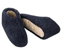 100% Sheep's Wool Half Height Slippers - Oeko-Tex Standard 100 - Made in Germany - Unisex, blue, 4/5 UK