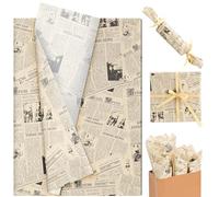 100 Sheet Vintage Newspaper Tissue Paper, Black 20x14in Old Newsprint Gift Wrapping Paper Retro Kraft Magazine Art Craft Newsprint Tissue for Valentine Wedding Birthday Party Decor Gift Crafts