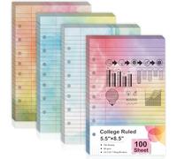 100 Sheet Watercolor Lined Writing Paper 5.5x8.5 Inch 7-Hole Lined Refills Loose Leaf Colored Notebook Filler Paper College Ruled Double Side Printing For 3 Or 7 Ring Binders