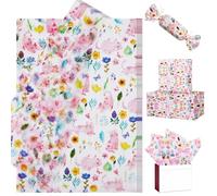 100 Sheets 20 x 14 Inch Watercolor Cats and Flowers Tissue Paper for Gift Wrapping, Pink Cat Floral Printed Tissue Paper for Pet Lover Birthday Party Baby Shower Wedding DIY Art Craft Supplies