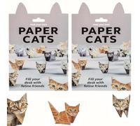 100 Sheets 3D Origami Kit, DIY Paper Cats Origami Kit - Fold Cute Cat Figures, Funny & Relaxing Craft Activity for Adults Teens Kids, Desk Decoration for Cat Lovers (2Pack/100Sheets)