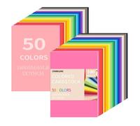 100 Sheets 5"X7"Colored Cardstock,50 Assorted Colors,Construction Paper Card Stock Printer Paper for DIY Crafts, Party Decorations,Cricut,180 GSM/65 LB