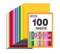 100 Sheets 8.5" X 11" Colored Cardstock, 50 Assorted Colors Construction Paper Card Stock Printer Paper for Printing, Card Making, DIY Crafts, Kids School Supplies,Party Decorations (180 GSM)