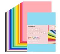 100 Sheets 8.5"X11"Colored Cardstock,50 Assorted Colors,Construction Paper Card Stock Printer Paper for DIY Crafts, Party Decorations,Cricut,180 GSM/65 LB